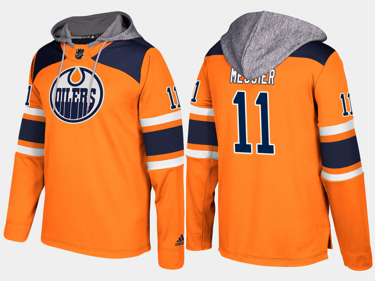 Men NHL Edmonton oilers retired #11 mark messier orange hoodie->edmonton oilers->NHL Jersey
